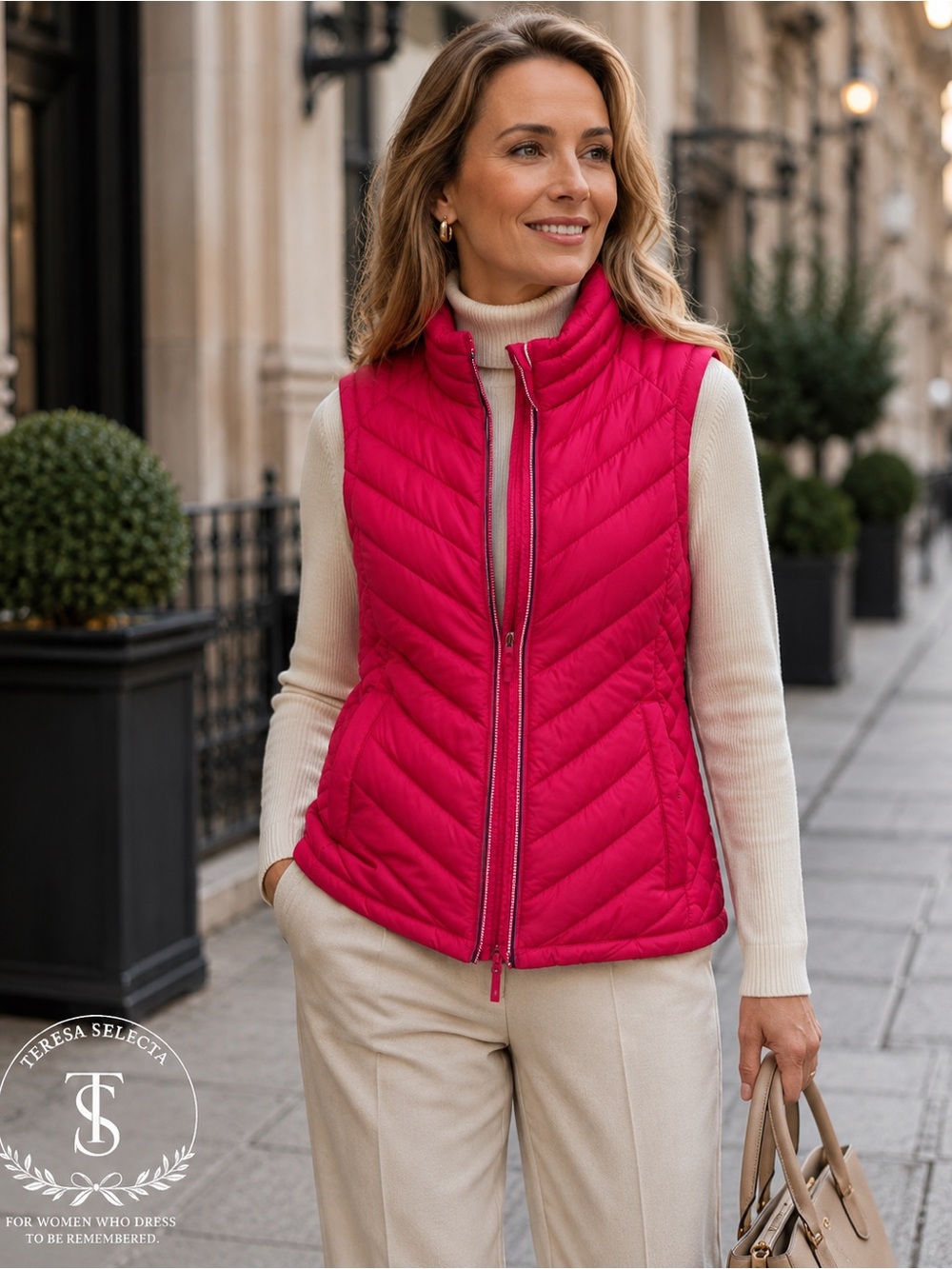 Tommy Hilfiger Women’s Large Pink Quilted Puffer Vest Full Zip Lightweight
